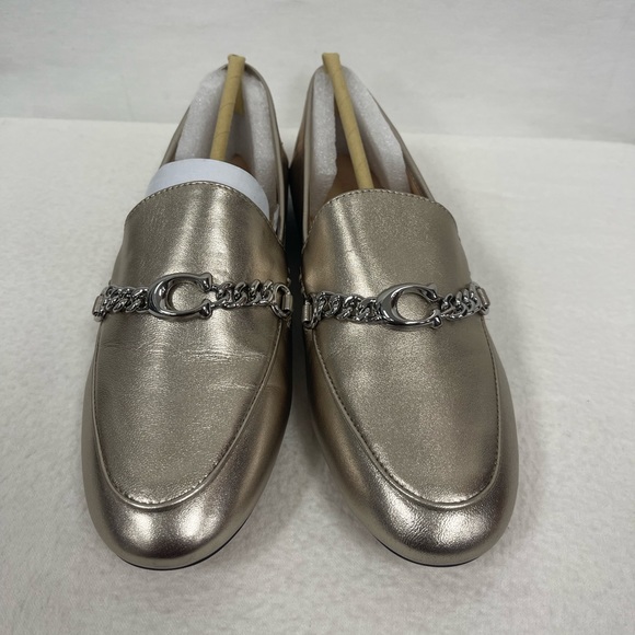 Coach Loafers Helena C-Chain Metallic Leather Champagne Pink Women's Size 7 - Picture 7 of 9